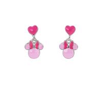 Disney Pendientes colgantes Minnie Mouse Plata de ley 925 esmalte rosa, talla única