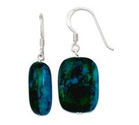 Pendientes colgantes de plata de ley 925 con gancho de pastor estabilizado de crisocolla miden 32 x 15 mm de ancho, joyería para mujer