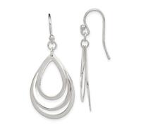 Pendientes colgantes de plata de ley 925 con gancho de pastor pulidos, 40 x 17 mm de ancho, para mujer