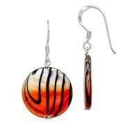 Pendientes colgantes de plata de ley 925 con gancho de pastor simulado de nácar naranja y negro, miden 50 x 31 mm de ancho, joyería para mujer, Plata de ley