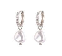 Pendientes colgantes de plata de ley 925 con perlas artificiales para mujer, redondos, perlas de imitación, joyería para fiestas, talla única, Ágata