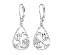 Pendientes colgantes de plata de ley con diseño de gato, colibrí, cardenal, libélula, delfín, flores de animales, joyería para el día de la madre, regalos para mujeres, 18mm, Plata de ley, Sin piedra