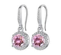 Pendientes colgantes de plata de ley para mujeres y niñas, aretes colgantes con circonita cúbica, hipoalergénicos, forma redonda, regalo de joyería de cumpleaños, talla única, Metal metal Regalos de