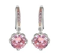 Pendientes colgantes de plata de ley para mujeres y niñas, aretes colgantes con circonita cúbica, hipoalergénicos, forma redonda, regalo de joyería de cumpleaños, talla única, Metal metal Regalos de