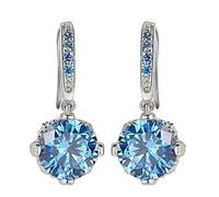 Pendientes colgantes de plata de ley para mujeres y niñas, aretes colgantes con circonita cúbica, hipoalergénicos, forma redonda, regalo de joyería de cumpleaños, talla única, Metal metal Regalos de