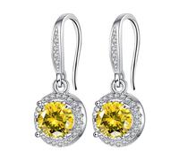 Pendientes colgantes de plata de ley para mujeres y niñas, aretes colgantes con circonita cúbica, hipoalergénicos, forma redonda, regalo de joyería de cumpleaños, talla única, Metal metal Regalos de