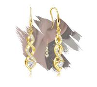 Pendientes colgantes de plata de ley y oro para mujer, aretes de infinito, hipoalergénicos en forma de corazón, circonita cúbica, aretes largos colgantes, joyería delicada de moda, regalo para