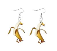 Pendientes colgantes de plátano y pato, joyería acrílica de diseño atrevido para fiestas, cumpleaños, celebraciones, elegantes pendientes colgantes novedosos y encantadores para iniciar conversaciones