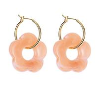 Pendientes colgantes de resina de flores, joyería para niñas huecas redondas simples, regalos de personalidad de fiesta lindos, 13 colores para mujeres, aro colorido acrílico para para