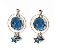 Pendientes colgantes en forma de gota de moda color/la luna/cielo estrellado/colgante asimétrico en sí