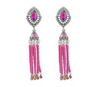 Pendientes colgantes estilo bohemio con borla de bola Jhumka para mujer, vintage, marquesa, diamantes de imitación, candelabro, flecos, joyería india Bollywood, regalos para festivales, vacaciones