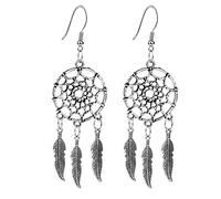 Pendientes colgantes estilo retro para mujer de mujer turquesa Dream Catcher Danglers pendientes colgantes pendientes plumas perlas joyas para mujer regalo 8 * 2,5 cm Creativo y útil Nice Processing