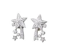 Pendientes Colgantes Estrella Plata para Mujeres, Micro Pavé CZ Estrella Fugaz, Dainty Celestiales Apilables Joyería, Poste Plata para Uso Romántico Diario