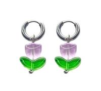 Pendientes Colgantes Florales Elegantes Tulipanes Esmaltados Dulces Abalorio Floral Estilo Y2K Aro Pequeño Joyería De Pendientes Colgantes Accesorio De Joyería