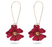 Pendientes Colgantes Flores, Pendientes Colgantes Pétalos Florales Pendientes Hada Margaritas Mujer Joyería Elegante Estilo Bohemio Bodas Navidad Día de San Valentín Compromiso (Rojo)