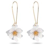 Pendientes Colgantes Flores, Pendientes Colgantes Pétalos Florales Pendientes Hada Margaritas Mujer Joyería Elegante Estilo Bohemio Bodas Navidad Día de San Valentín Compromiso (Blanco)