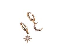 Pendientes colgantes geométricos clásicos para mujer, aretes asimétricos de estrella y luna, joyería femenina, talla única, Ágata