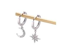 Pendientes colgantes geométricos clásicos para mujer, aretes asimétricos de estrella y luna, joyería femenina, talla única, Ágata