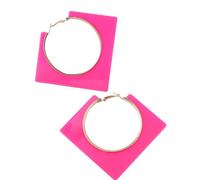 Pendientes colgantes geométricos coloridos vintage para mujer, aretes cuadrados grandes Y2k Millennium, aretes de joyería formales únicos para uso diario, L, Metal, Sin piedra preciosa