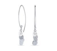 Pendientes colgantes geométricos con discos de lentejuelas en espiral estilo Boho Bali para mujer y adolescente de plata esterlina .925