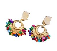 Pendientes colgantes geométricos de resina multicolor para mujer, grandes pendientes colgantes bohemios, fiestas inusuales, Talla única, Acetato, Sin piedra preciosa