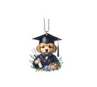 Pendientes Colgantes Interiores Decoración de acrílico para coche familiar "Sueña en grande y brilla". Forma de oso de graduación para familiares y hermanas. (Black, 8cm)