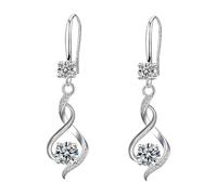 Pendientes Colgantes Largos De Cristal Para Mujer,Pendientes De Anzuelo De Plata 925,Cinta En Espiral Lágrima Múltiple Pendientes Aros Colgantes De Gota De Cristal Brillante Joyas Regalos
