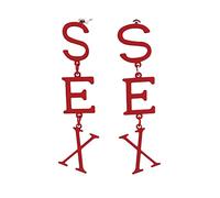 Pendientes colgantes largos sexo letras inglesas regalo de moda joyería para fiestas exagerado spray de metal color rojo verde negro hermoso diseño