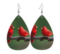Pendientes colgantes ligeros de cuero con estampado de gallo brillante | Pendientes colgantes colgantes de lágrima de color simple para fiesta de disfraces