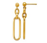 Pendientes colgantes ovalados alargados de oro amarillo macizo de 14 quilates, 37,7 x 8,25 mm de ancho, para mujer