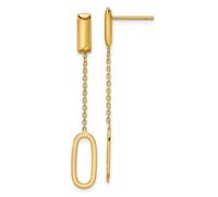 Pendientes colgantes ovalados alargados de oro amarillo macizo de 14 quilates pulido y poste de barra, 43 x 6,4 mm de ancho, para mujer, talla única, Metal, Sin piedra preciosa