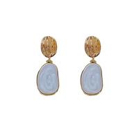 Pendientes colgantes ovalados de aceite esmaltado blanco para mujer, aretes de gota de metal desigual, joyería geométrica irregular, talla única, Ágata