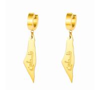 Pendientes colgantes Palestina para mujer Pendientes con estampado del mapa y la bandera de Palestina Llévatelos a casa ahora Joyería patriótica Regalo judaico (oro 2)