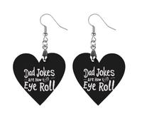 Pendientes colgantes para mujer, diseño de bromas con texto en inglés "Dad Jokes Are How Eye Roll", Circular, Madera, Sin piedra preciosa