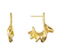 Pendientes colgantes para mujer Pendientes de botón con colgante llamativos Estilo gótico minimalista con acabado pulido brillante Joyas de mujer para fiestas y bailes de graduación Dorado