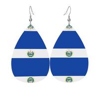 Pendientes colgantes para mujer - Pendientes de piel con estampado de bandera de Chile en forma de lágrima, joyería de moda para fiestas, accesorio para niñas, talla única, Cuero