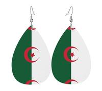 Pendientes colgantes para mujer - Pendientes de piel con estampado de bandera de Chile en forma de lágrima, joyería de moda para fiestas, accesorio para niñas, talla única, Cuero