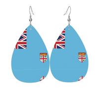 Pendientes colgantes para mujer - Pendientes de piel con estampado de bandera de Chile en forma de lágrima, joyería de moda para fiestas, accesorio para niñas, talla única, Cuero