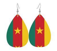 Pendientes colgantes para mujer - Pendientes de piel con estampado de bandera de Chile en forma de lágrima, joyería de moda para fiestas, accesorio para niñas, talla única, Cuero