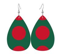 Pendientes colgantes para mujer - Pendientes de piel con estampado de bandera de Chile en forma de lágrima, joyería de moda para fiestas, accesorio para niñas, talla única, Cuero