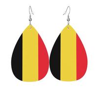 Pendientes colgantes para mujer - Pendientes de piel con estampado de bandera de Chile en forma de lágrima, joyería de moda para fiestas, accesorio para niñas, talla única, Cuero