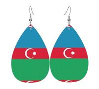 Pendientes colgantes para mujer - Pendientes de piel con estampado de bandera de Chile en forma de lágrima, joyería de moda para fiestas, accesorio para niñas, talla única, Cuero