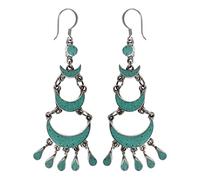 Pendientes Colgantes para Mujeres Turquesa Piedra Preciosa Inlay Pendientes Diseño Hechos A Mano Boho Aretes Moda Joyería Regalos para Ella