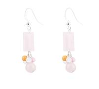 Pendientes Colgantes,Perlas Rectangulares Borla Colgante Cuelga Pendientes De Gancho Cuarzo Rosa Pendientes De Gota Reiki Equilibrio Pendientes De Cristal Joyas De Piedras Preciosas Para Mujer Chica