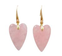 Pendientes Colgantes Piedra, Pendientes Colgantes De Cuarzo Rosa A La Moda Con Colgante En Forma De Corazón, Pendientes De Gancho Dorado, Pendientes De Piedras Preciosas, Cristal Curativo, Joyería