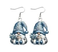 Pendientes colgantes plateados Holiday Gnome Jewelry Cute Dangle Drop Earrings for Women Xmas Festival Holiday Jewelry Pendientes de aro en forma de gota, talla única, Acrílico, Sin piedra preciosa