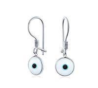 Pendientes Colgantes Redondos De Protección Espiritual Con Ojo Turco Nazar En Vidrio De Murano Blanco Para Mujeres Adolescentes Hechos En Turquía Con Plata Esterlina .925