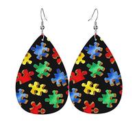 Pendientes Colgantes Rompecabezas Colorido De Concientización Sobre El Autismo Modernos Pendientes De Lágrima Diversión Aretes Para Mujeres Fiestas Vacaciones