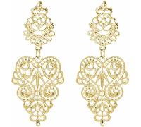 Pendientes colgantes simples de hojas huecas, accesorios para mujer y color dorado inteligente