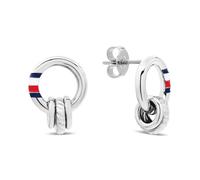 Pendientes colgantes Tommy Hilfiger estilo cuerda tono plata para mujer
